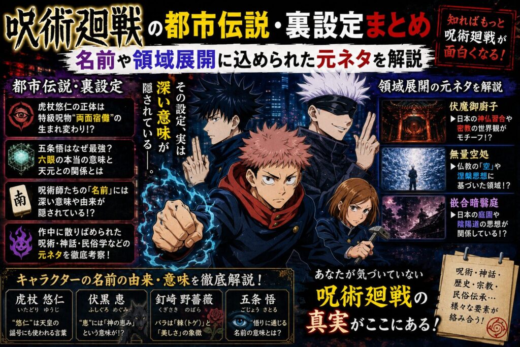 呪術廻戦の都市伝説・裏設定まとめ｜名前や領域展開に込められた元ネタを解説