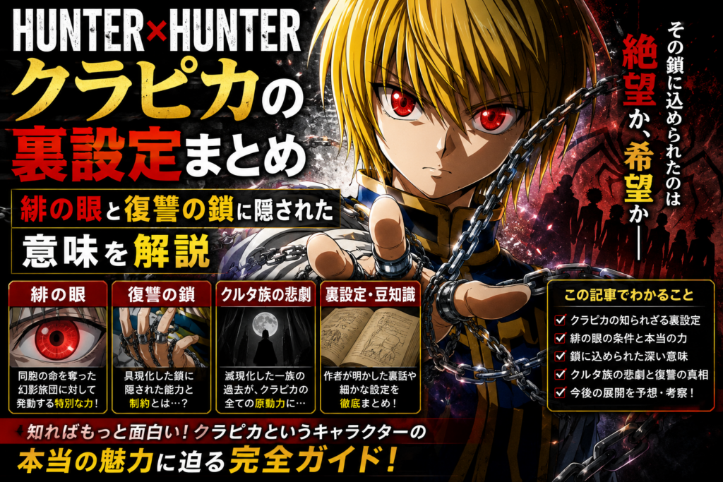HUNTER×HUNTERのクラピカの裏設定まとめ｜緋の眼と復讐の鎖に隠された意味を解説