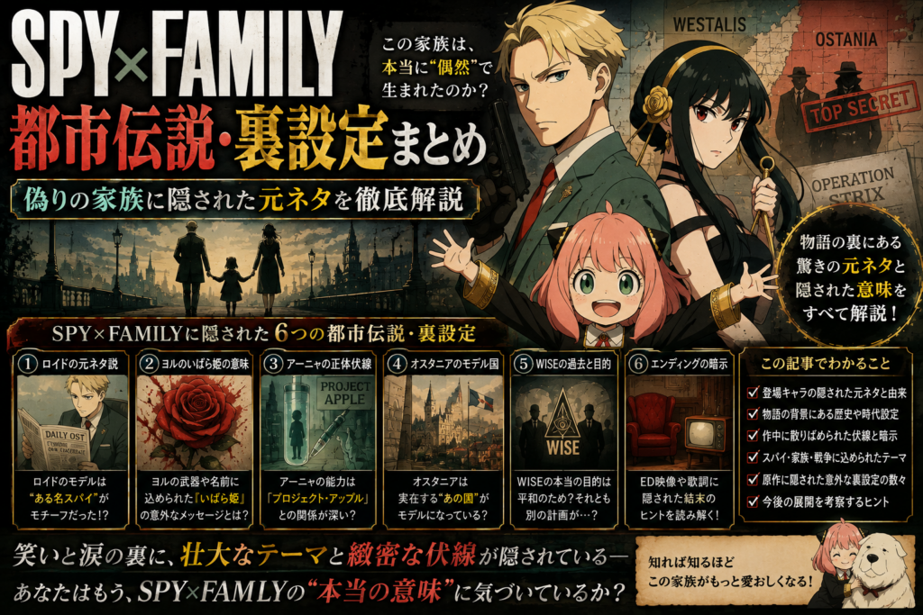 SPY×FAMILYの都市伝説・裏設定まとめ｜偽りの家族に隠された元ネタを徹底解説