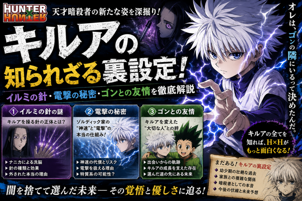 【HUNTER×HUNTER】キルアの知られざる裏設定！イルミの針・電撃の秘密・ゴンとの友情を徹底解説