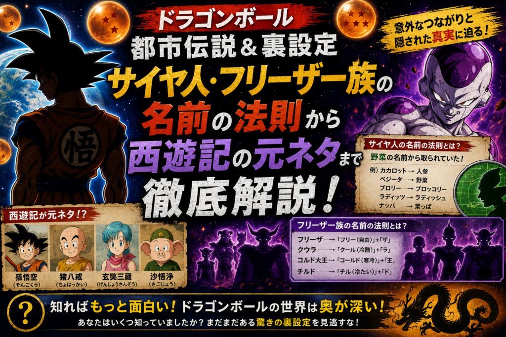 【ドラゴンボール都市伝説＆裏設定】サイヤ人・フリーザ一族の名前の法則から西遊記の元ネタまで徹底解説！