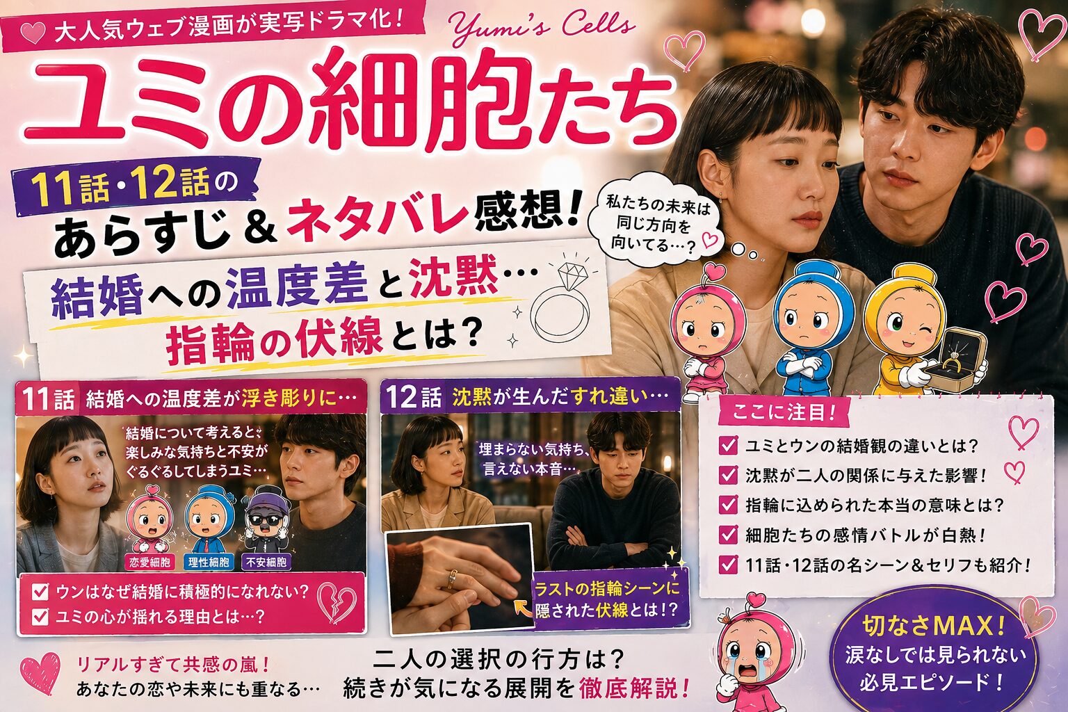【ユミの細胞たち】11話・12話のあらすじ＆ネタバレ感想！結婚への温度差と沈黙…指輪の伏線とは？