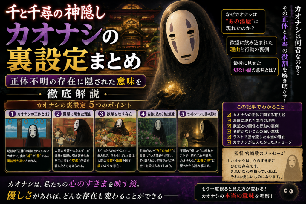 千と千尋の神隠し カオナシの裏設定まとめ｜正体不明の存在に隠された意味を徹底解説