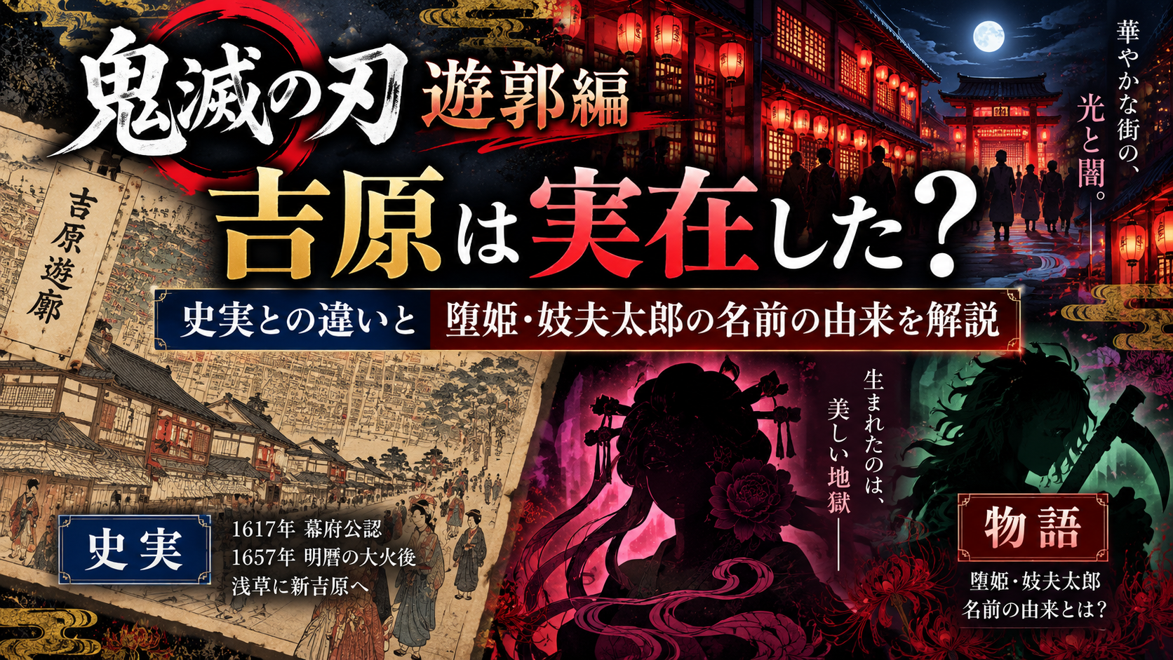 鬼滅の刃「遊郭編」の吉原は実在した？史実との違いと堕姫・妓夫太郎の名前の由来を解説